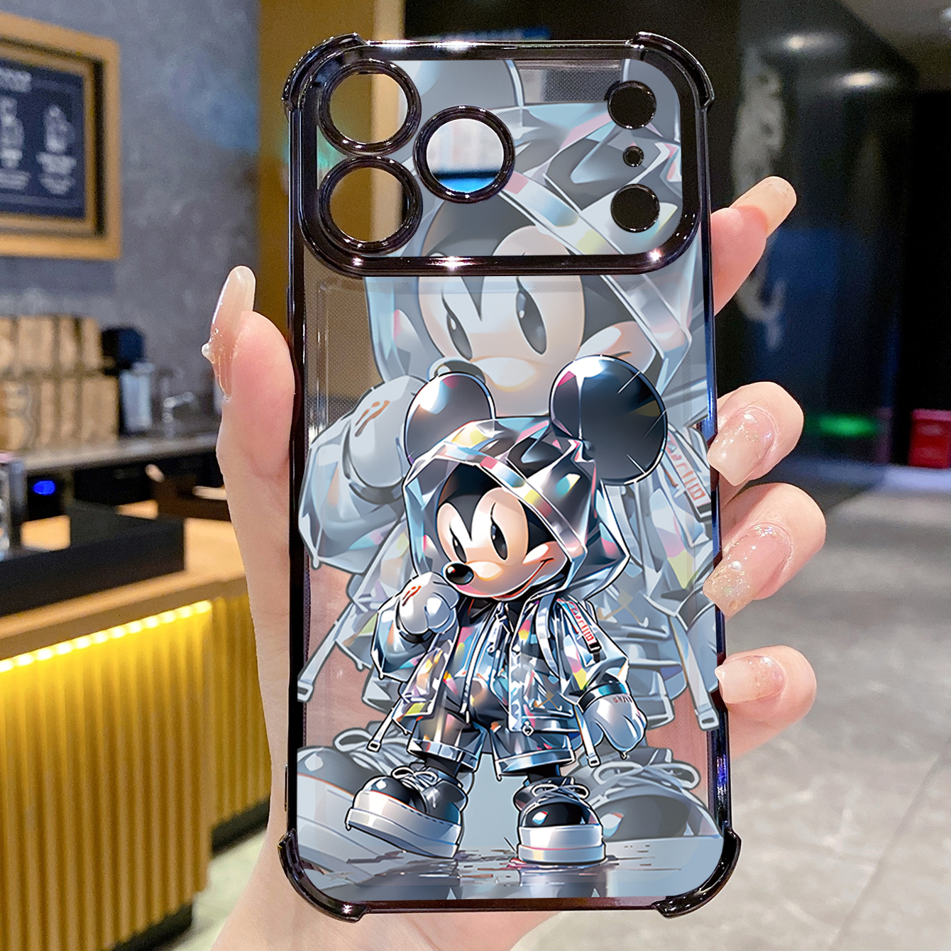 for iPhone 17 Pro Max 16 15 14 Plus Plating Phone Case Shockproof Cover Crystal Mickey Minnie Mouse