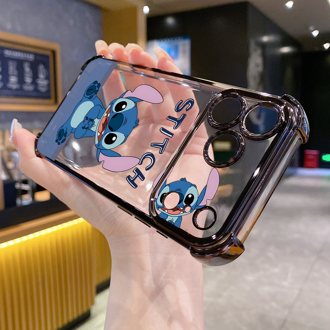 for iPhone 17 Pro Max 16 15 14 Plus Plating Phone Case Shockproof Cover Angel Stitch Cute Couple