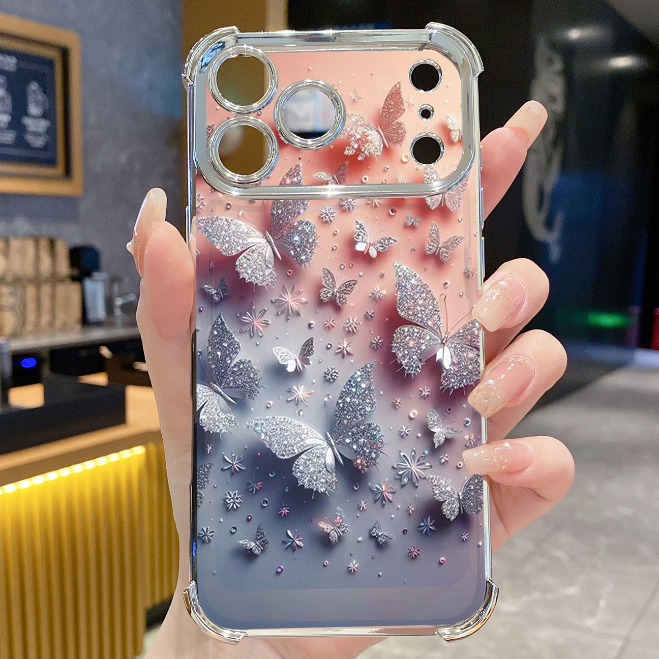 for iPhone 17 Pro Max 16 15 14 Plus Plating Phone Case Shockproof Cover Beauty Butterfly