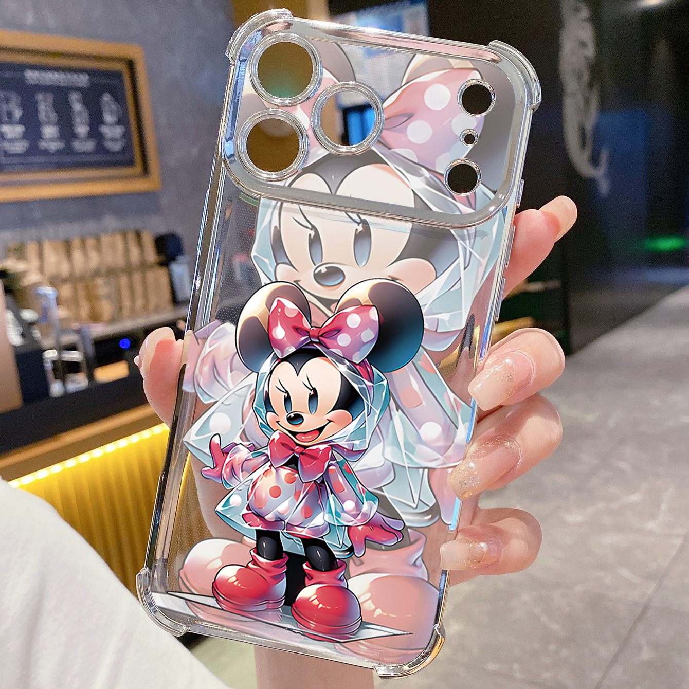 for iPhone 17 Pro Max 16 15 14 Plus Plating Phone Case Shockproof Cover Crystal Mickey Minnie Mouse