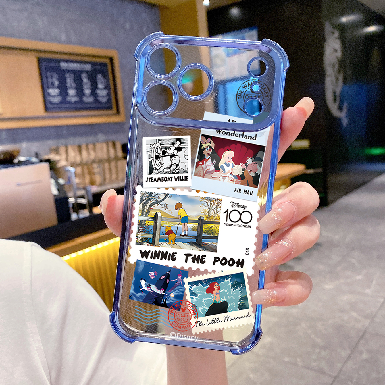 for iPhone 17 Pro Max 16 15 14 Plus Plating Phone Case Shockproof Cover Postage Stamp Mickey Minnie