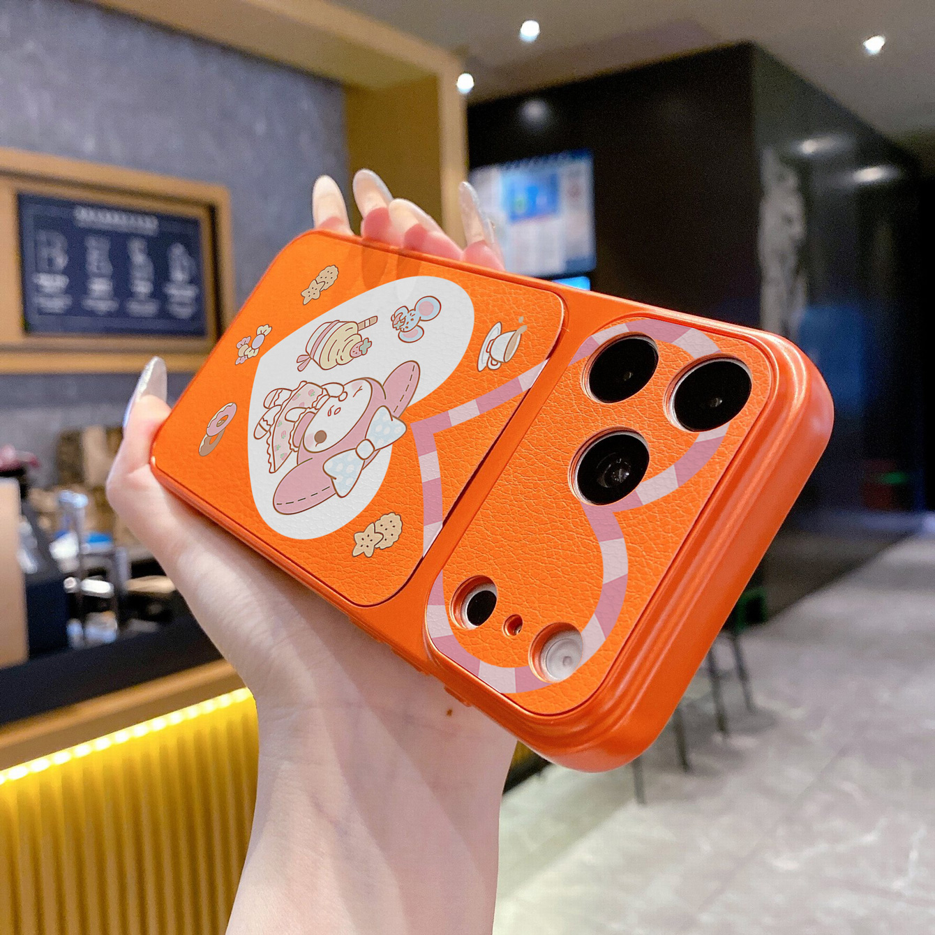 for iPhone 18 17 Pro Max 16 15 14 Plus Phone Case PU Leather Shockproof Cover Heart My melody Kuromi