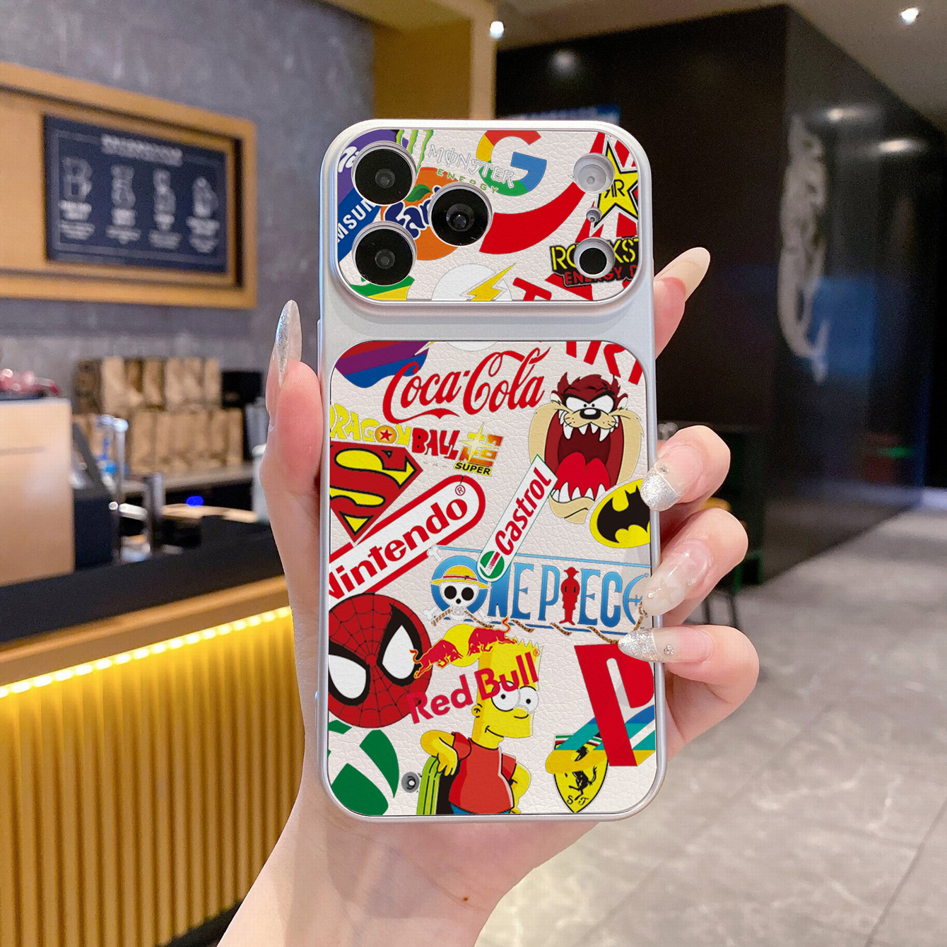 for iPhone 18 17 Pro Max 16 15 14 Plus Phone Case PU Leather Shockproof Cover Fashion illustration