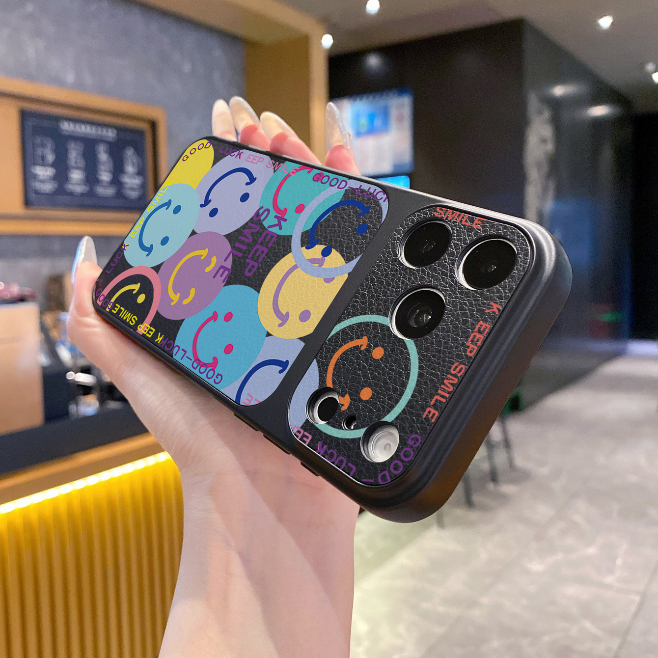 for iPhone 18 17 Pro Max 16 15 14 Plus Phone Case PU Leather Shockproof Cover Smile Face Flower