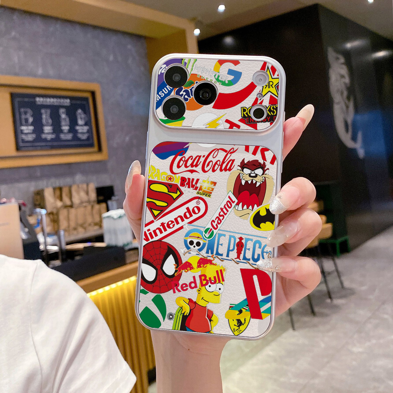 for iPhone 18 17 Pro Max 16 15 14 Plus Phone Case PU Leather Shockproof Cover Fashion illustration