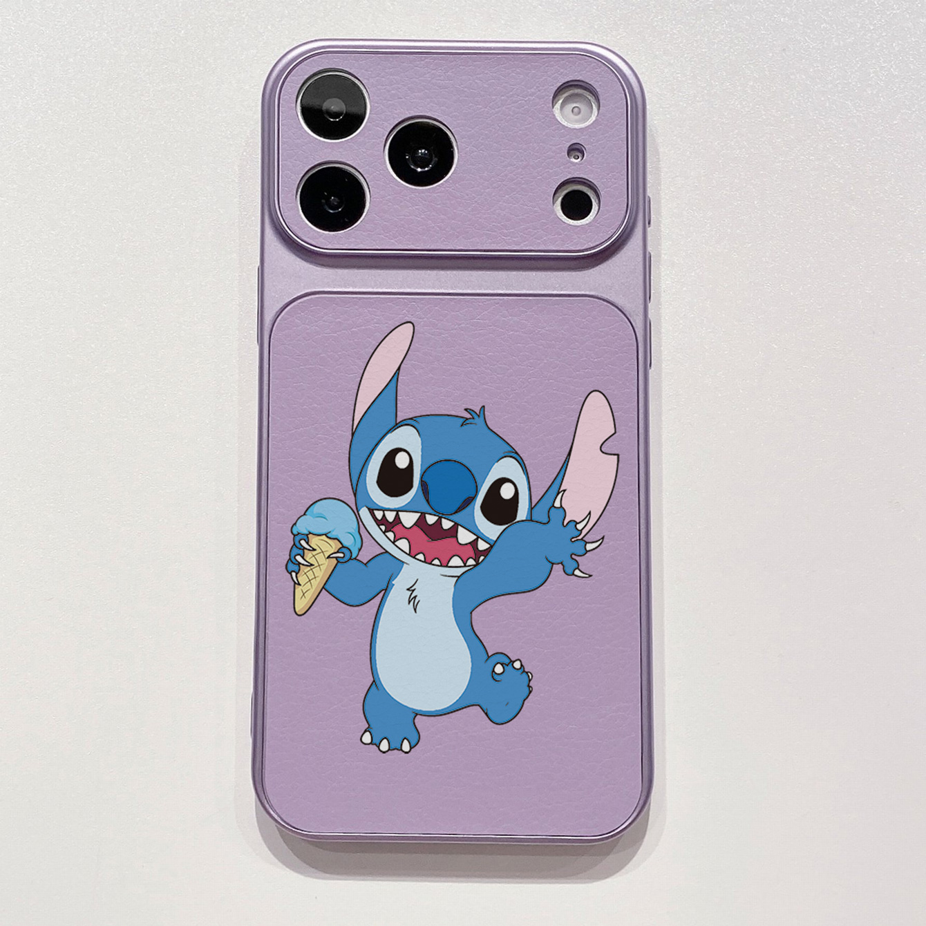 for iPhone 18 17 Pro Max 16 15 14 Plus Phone Case PU Leather Shockproof Cover Icecream Stitch Angel