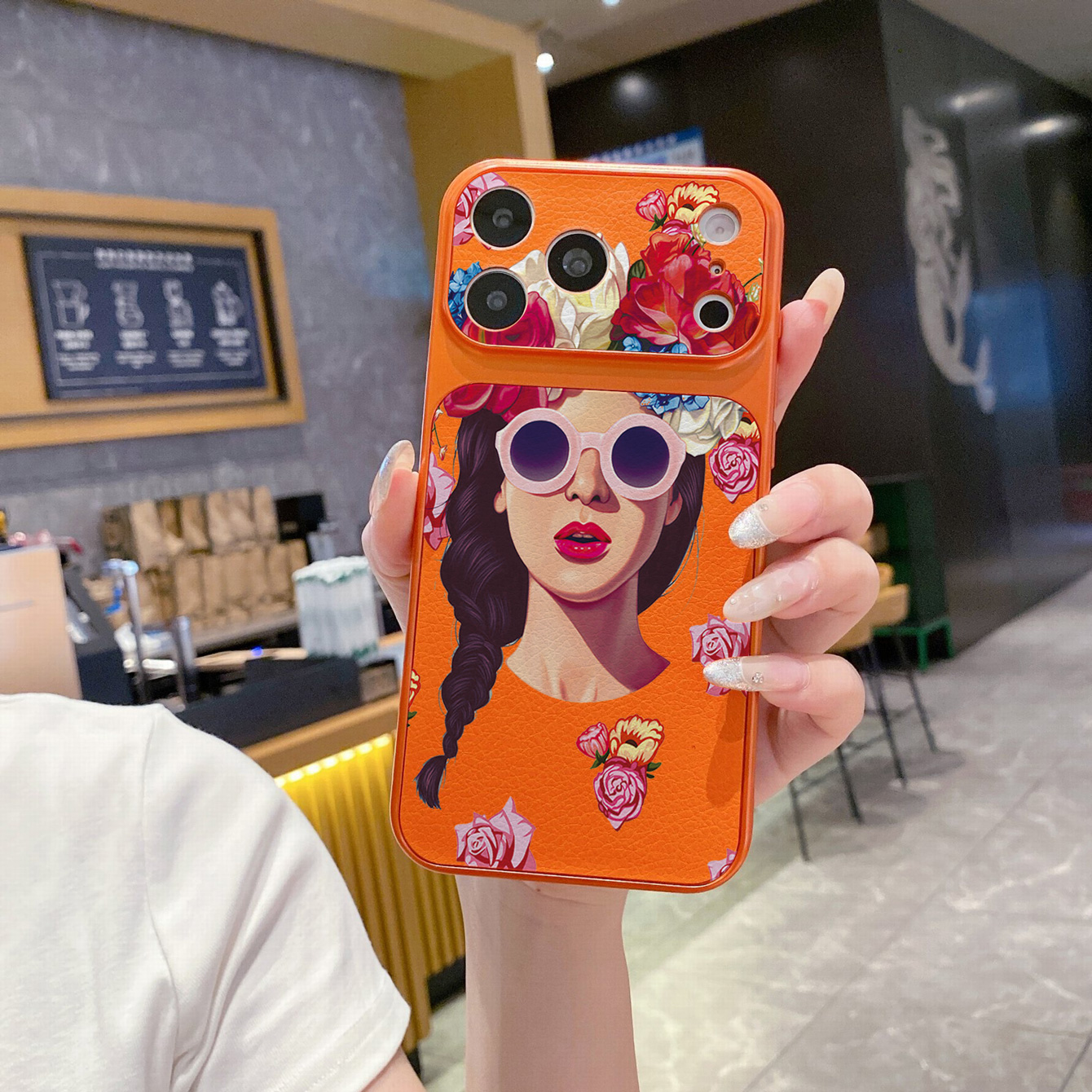 for iPhone 18 17 Pro Max 16 15 14 Plus Phone Case PU Leather Shockproof Cover Fashion Girl