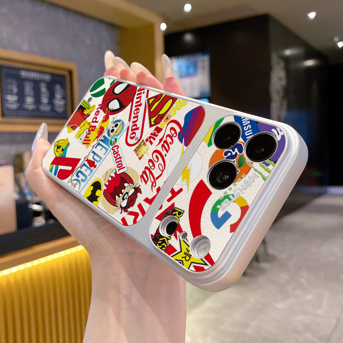 for iPhone 18 17 Pro Max 16 15 14 Plus Phone Case PU Leather Shockproof Cover Fashion illustration