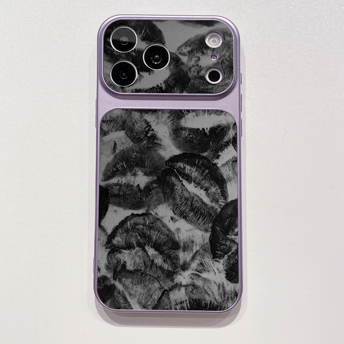 for iPhone 18 17 Pro Max 16 15 14 Plus Phone Case PU Leather Shockproof Cover Black Pink Lips