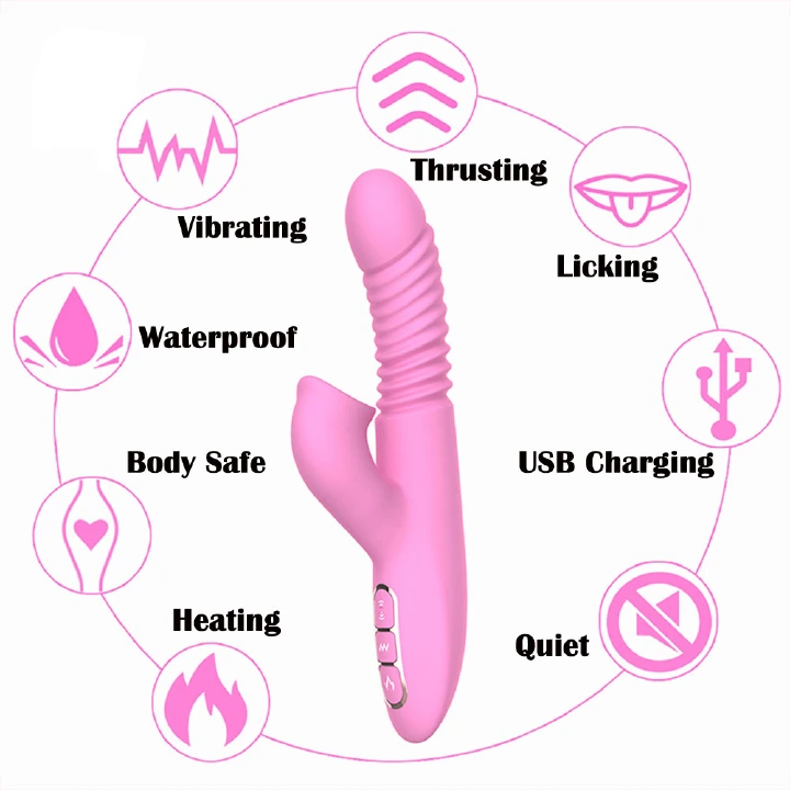 Women Thrusting G-spot Vibrator Licking Clitoris Heating Dildo USB Rechargeable Clit Vaginal Stimulator Waterproof Adult Sex Toys Valentine Gift for Girlfriend Wife