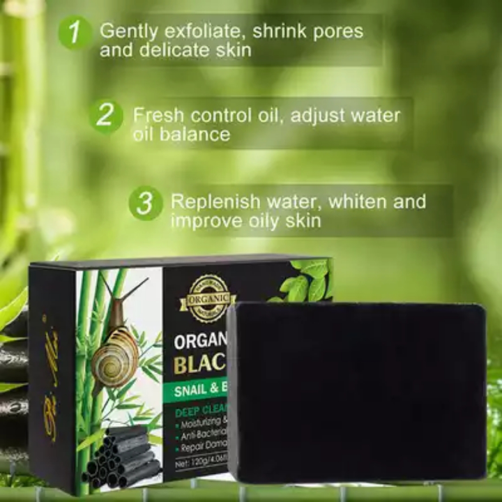 Pei Mei Organic African Black Soap With Snail & Bamboo Charcoal