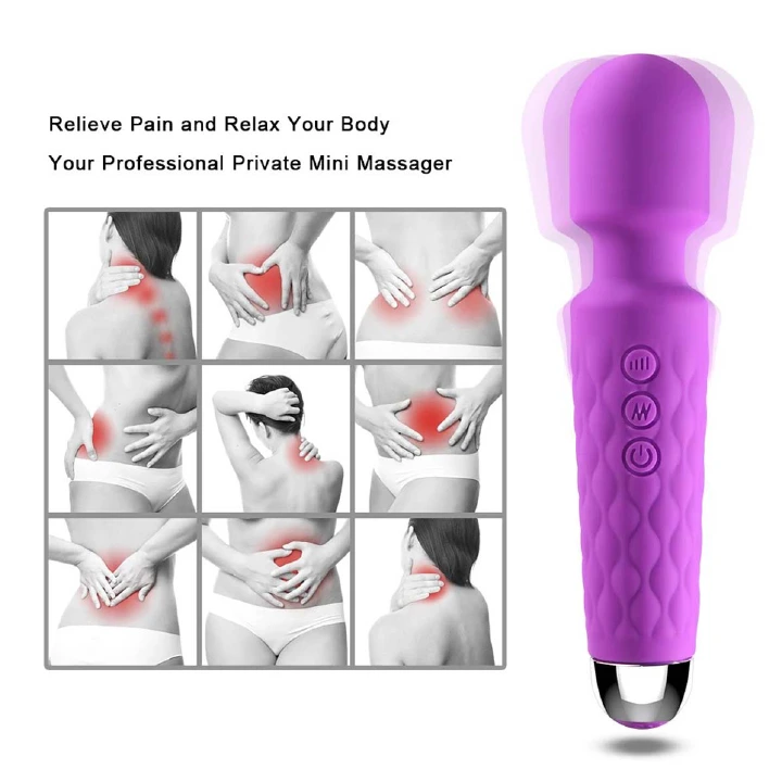 Wand Massager Clitorial Nipples Vibrator Rechargeable Handhold Cordless Muscle Relax Stimulator Portable Body Anal AV Magic Powerful Masturbation Sex Toy for Ladies Women Men Love Gift for Girlfriend - image 12