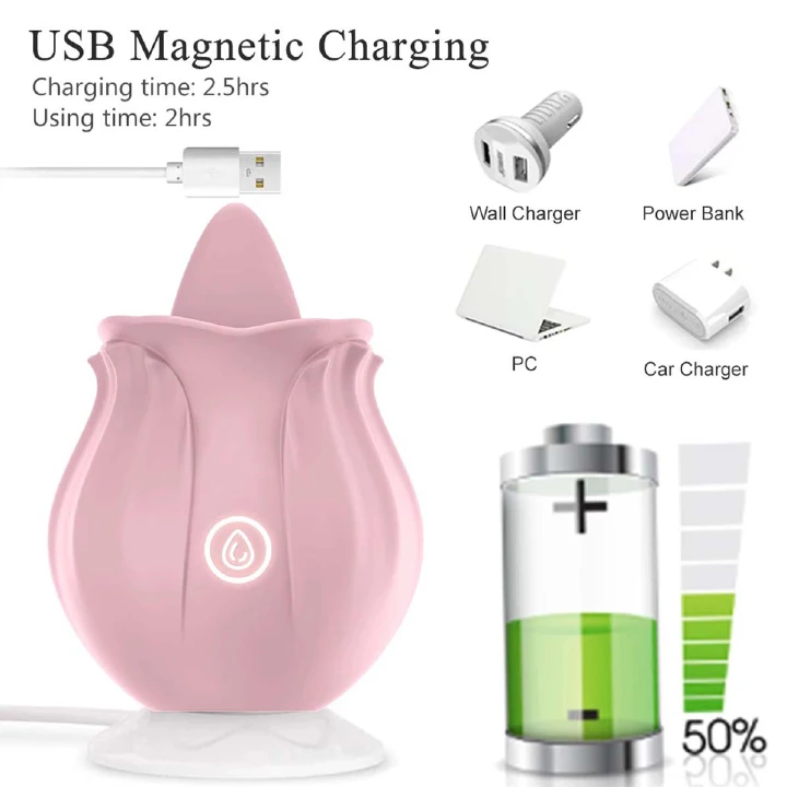 Rose Tongue Licking Vibrator Sex Toy Clitoral Sucker Clit Nipples Anal Stimulator Compact Adult Foreplay Solo Play Game Masturbation Gift for Women Ladies Couples - image 12