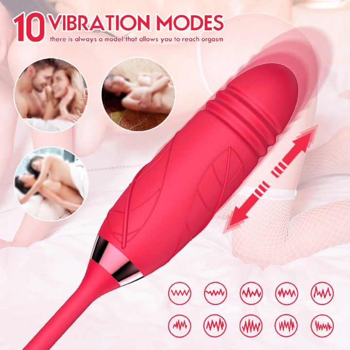 Rose Toy Vibrator Thrusting G Spot Dildo Clitoral Sucking Stimulator Anal Plug Clit Nipples Oral Licking Adult Foreplay Teasing Sex Toys for Women Couple Solo Masturbation - image 5