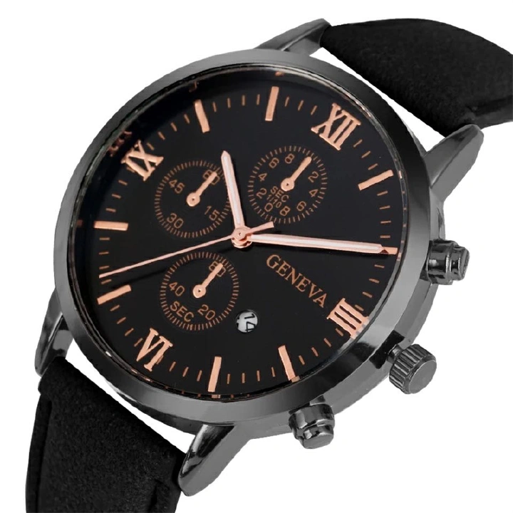 New Arrivals Personality Men Watch Bracelet Set Men's Black Quartz Watches for Man Leather Strap Pin Buckle Brown Bracelet Best Gift for Male