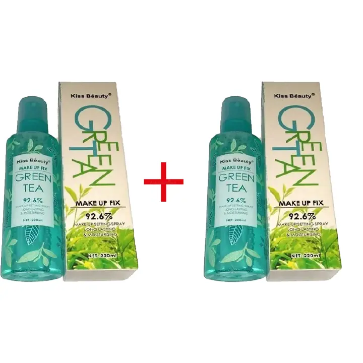 2 Set Kiss Beauty Make Up Fixing 3 in 1 Setting Spray Moisturizing With Green Tea Non Sticky For Beautiful Glowing Face Sets Make Up In Place Lasting Hydrates