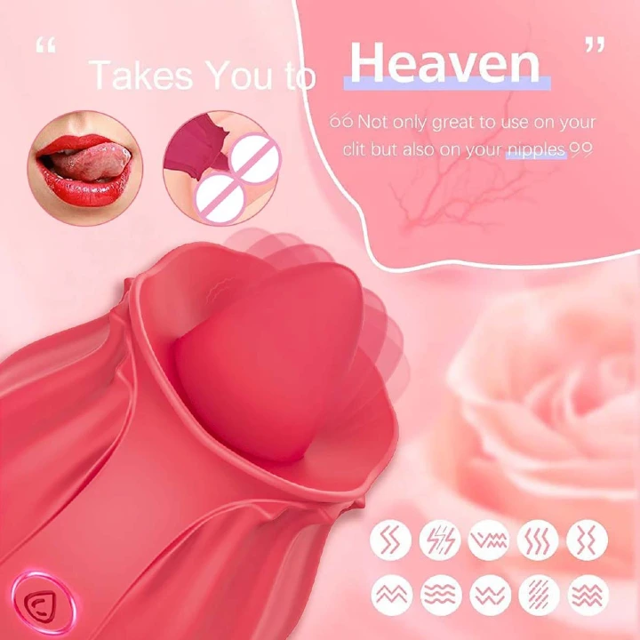Rose Tongue Licking Vibrator Sex Toy Clitoral Sucker Clit Nipples Anal Stimulator Compact Adult Foreplay Solo Play Game Masturbation Gift for Women Ladies Couples - image 10