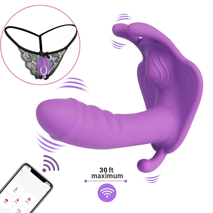 Wearable Dildo APP Remote Control Clitoral G Spot Butterfly Vibrator - image 6