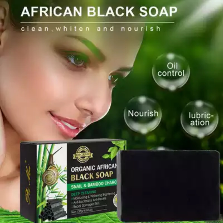 Pei Mei Organic African Black Soap With Snail & Bamboo Charcoal