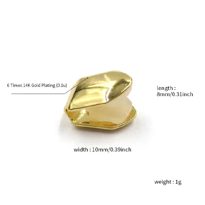 Single teeth grillz Single Top tooth mouth Grillz Caps for men women Teeth Mouth Party Accessories jewelries hip hop lover jewelry