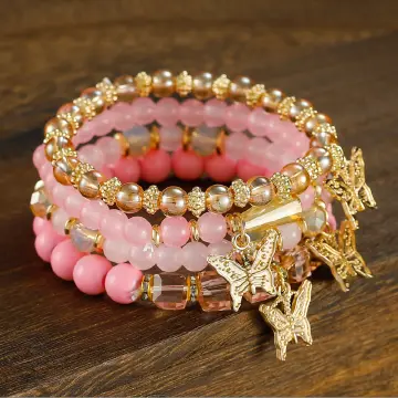 New Bohemian Gift Creative women's jewelry Butterfly Crystal multi-layer beaded fashion bracelet 4-piece set