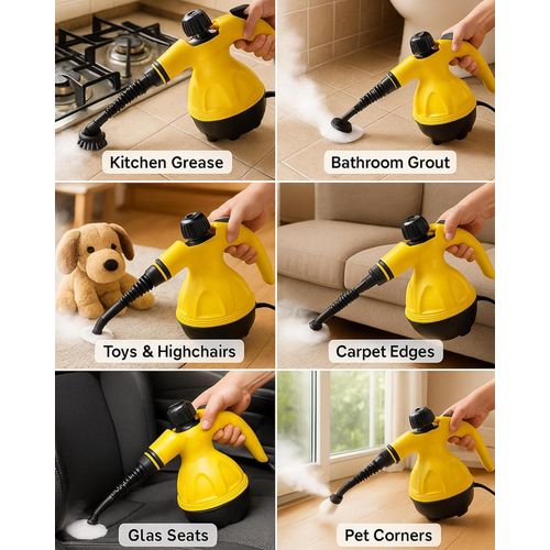 1200Watts Handheld Steam Cleaner: Multi-Surface Steamer with Accessories and safety lock, Pressurized Natural Steam sterilizer Cleaner for Home Cleaning Dirt, Grease, Grout, Tile, Floor, Couch and Car
