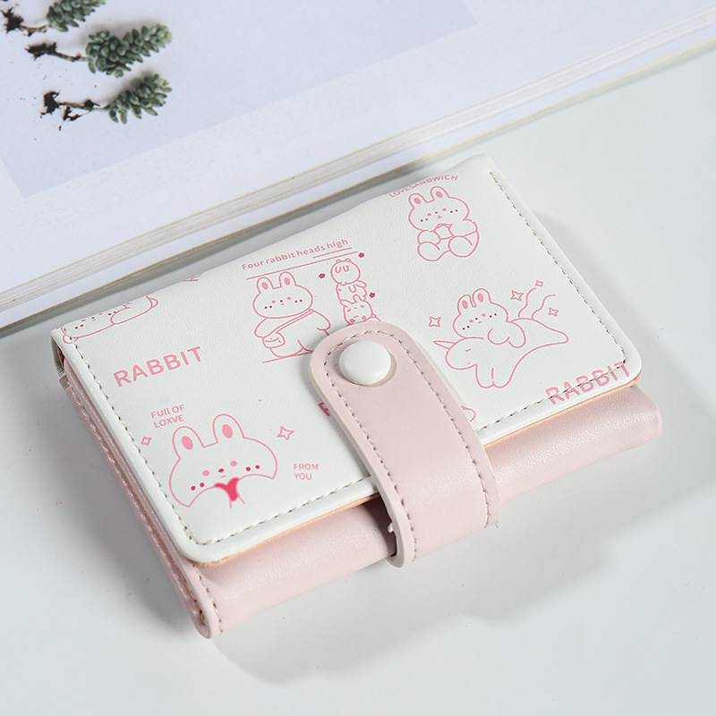 Women Short Wallet Cute Bear PU Leather Small Wallet Female Card Holder Mini Wallet Lady White Wallet Clutch Bag Wallet Girl Wallet Gift Wallet Daily Use Travel Party