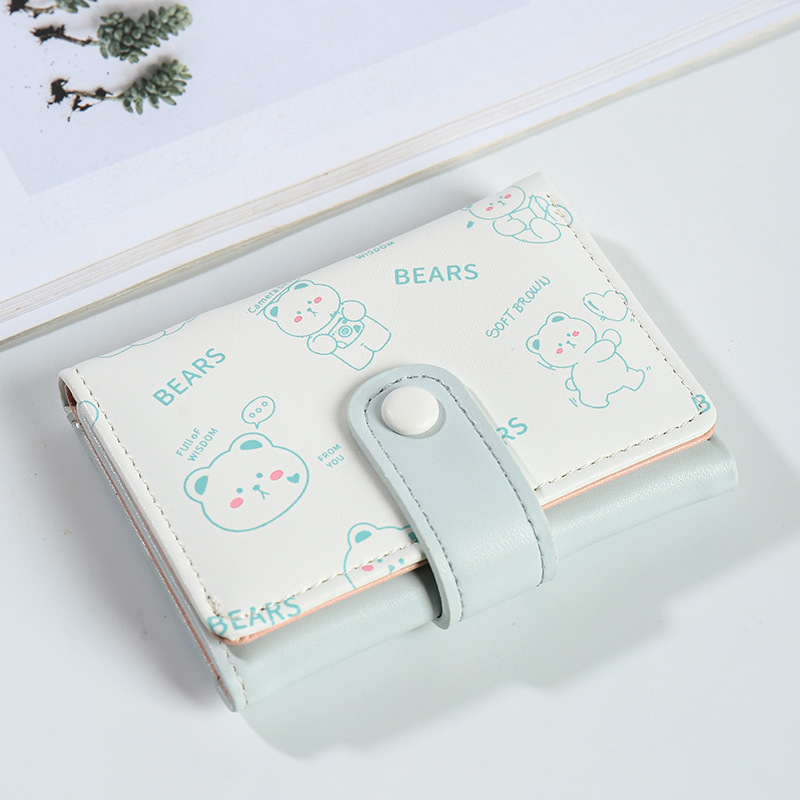 Women Short Wallet Cute Bear PU Leather Small Wallet Female Card Holder Mini Wallet Lady White Wallet Clutch Bag Wallet Girl Wallet Gift Wallet Daily Use Travel Party