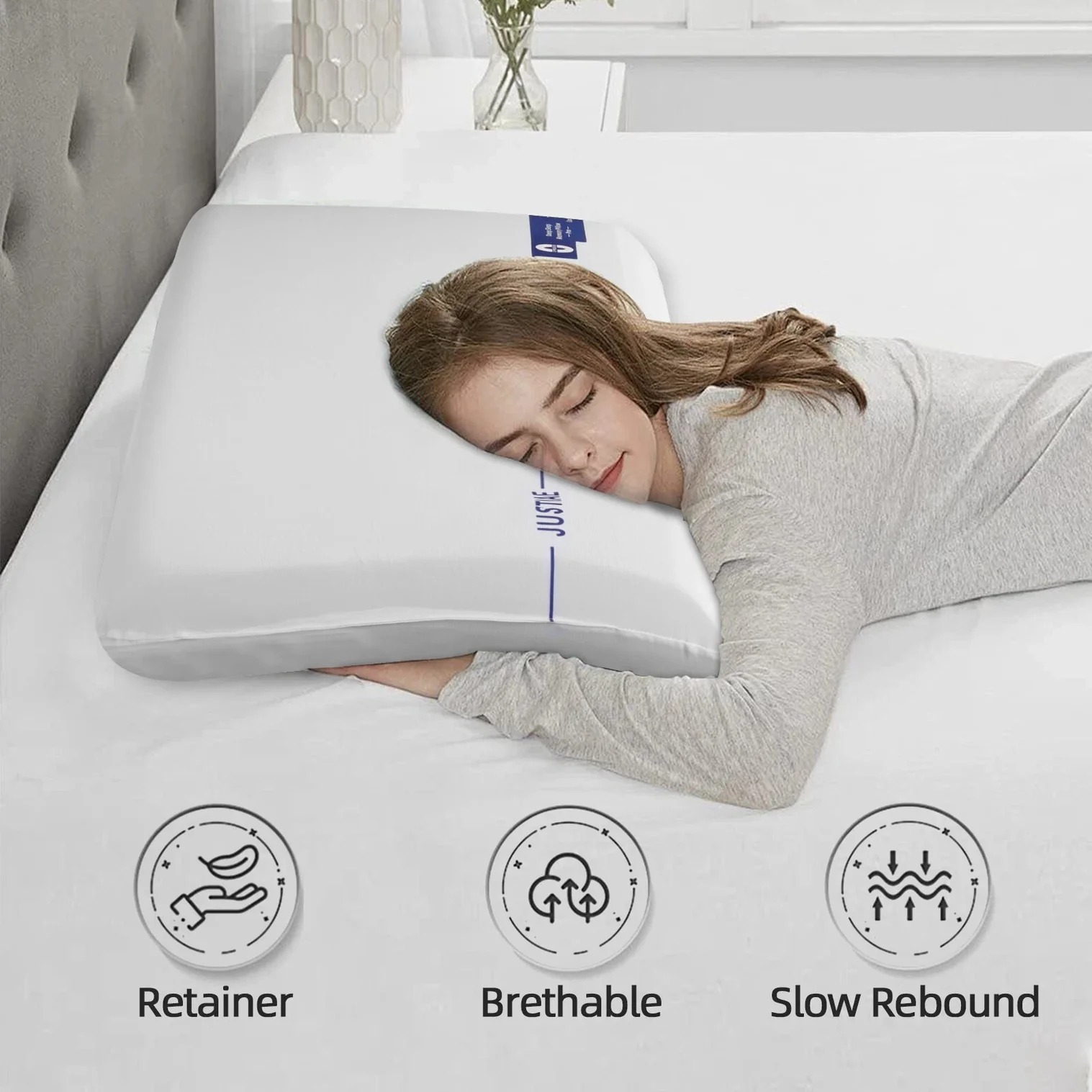 1pc Orthopedic Memory Foam Pillow 70x42cm – Cooling Gel Infused & Breathable White Pillow for Neck Pain Relief, Side & Back Sleepers