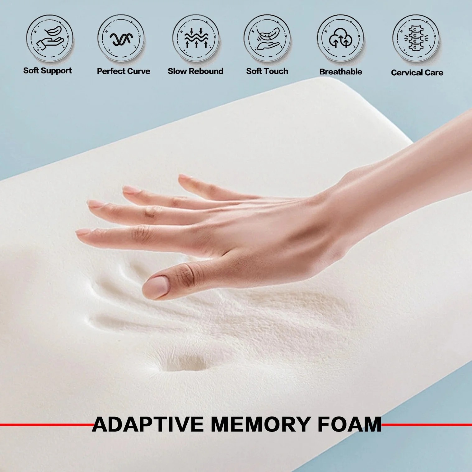 1pc Orthopedic Memory Foam Pillow 70x42cm – Cooling Gel Infused & Breathable White Pillow for Neck Pain Relief, Side & Back Sleepers