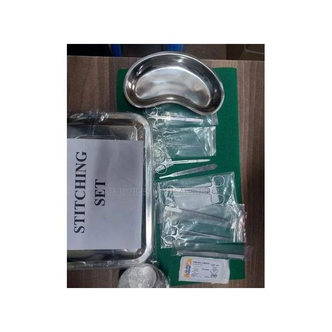Suture / Stitching Set – Kenya | LANMED LIMITED | Complete Surgical Pack | Tray, Forceps, Scissors, Needle Holder, Gallipot, Kidney Dish