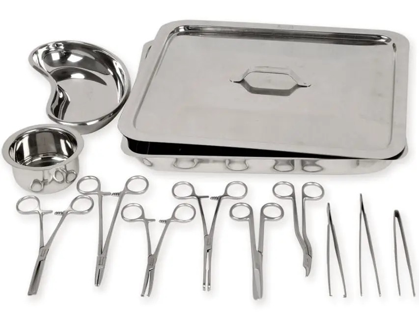 Suture / Stitching Set – Kenya | LANMED LIMITED | Complete Surgical Pack | Tray, Forceps, Scissors, Needle Holder, Gallipot, Kidney Dish