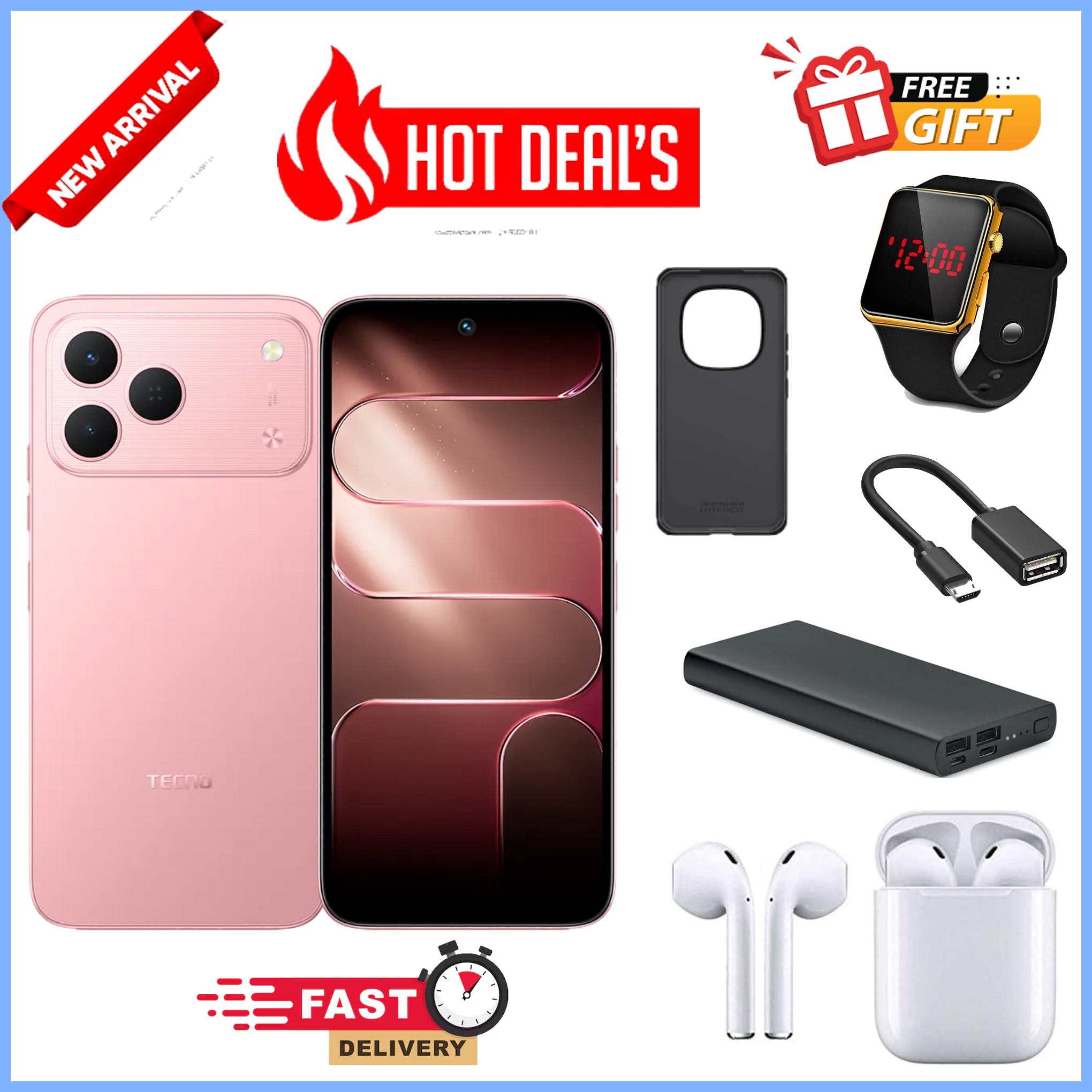 NEW ARRIVAL DEAL!!Tecno Spark 50 128GB/256GB + UpTo 8GB/16GB EXTENDED  6.67''  Camera 50MP Main Camera 45W Super Charging 6700mAh smartphone.+FREE GIFTS