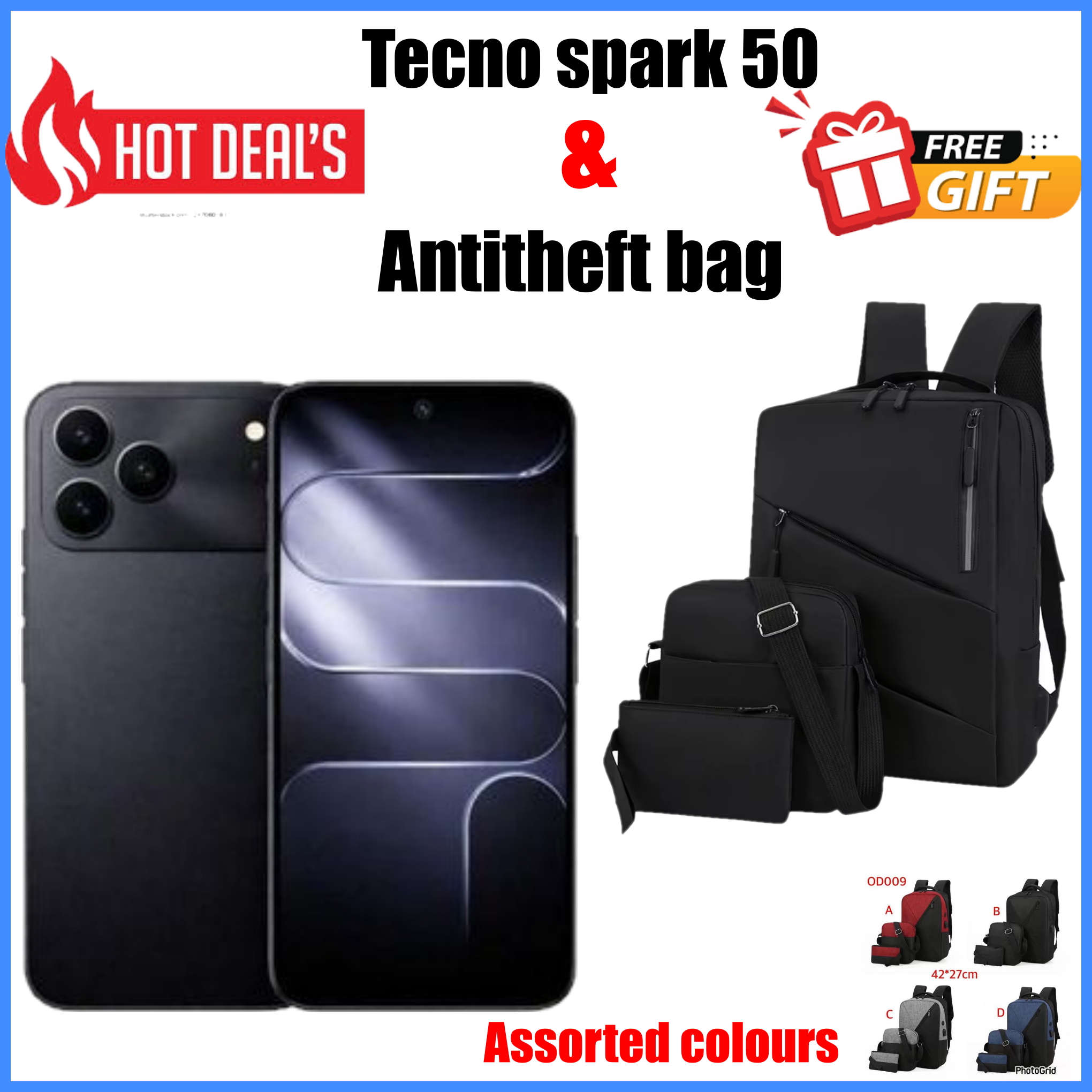 KILIMALL ANNIVERSARY DEALS!! NEW ARRIVAL DEAL!!Tecno Spark 50 128GB/256GB + UpTo 8GB/16GB EXTENDED  6.67''  Camera 50MP Main Camera 45W Super Charging 6700mAh smartphone.+FREE GIFTS