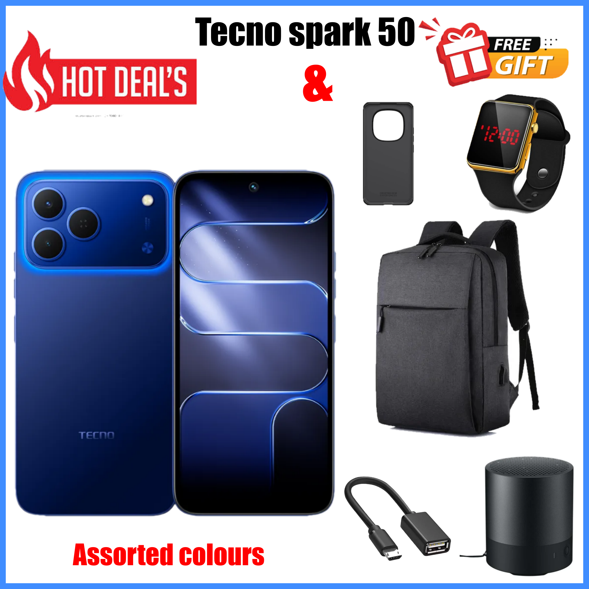 KILIMALL ANNIVERSARY DEALS!! NEW ARRIVAL DEAL!!Tecno Spark 50 128GB/256GB + UpTo 8GB/16GB EXTENDED  6.67''  Camera 50MP Main Camera 45W Super Charging 6700mAh smartphone.+FREE GIFTS
