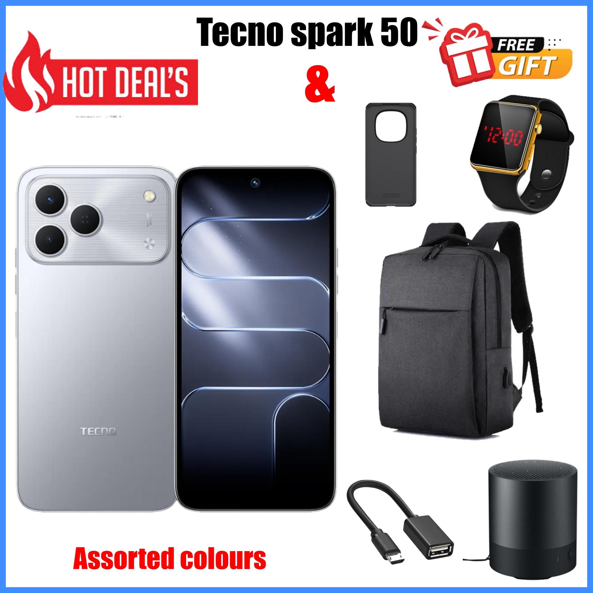 KILIMALL ANNIVERSARY DEALS!! NEW ARRIVAL DEAL!!Tecno Spark 50 128GB/256GB + UpTo 8GB/16GB EXTENDED  6.67''  Camera 50MP Main Camera 45W Super Charging 6700mAh smartphone.+FREE GIFTS
