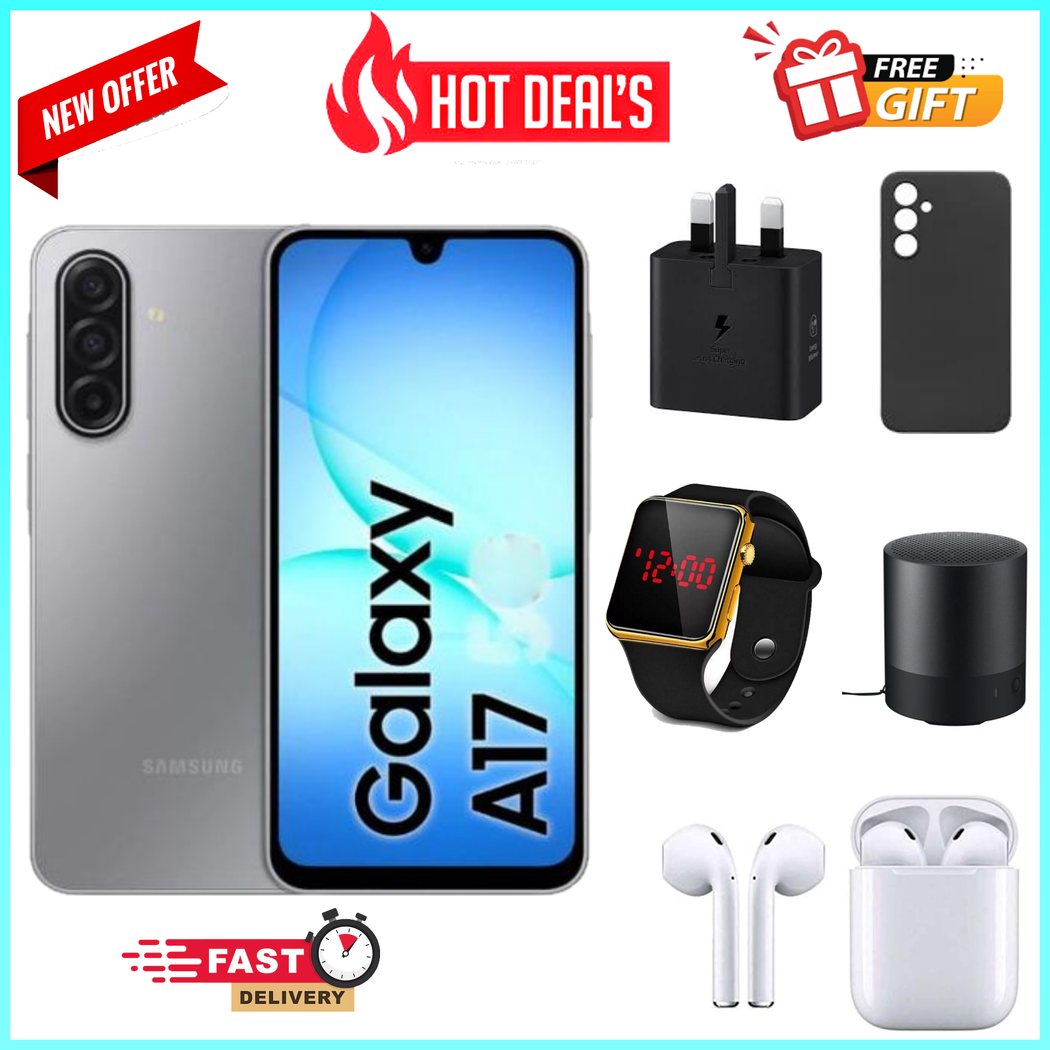 LIMITED TIME DEALS!!! Samsung Galaxy A17 256GB/128GB+4GB/6GB/8GB 6.7" Super AMOLED Display  50MP Triple Camera Android 15 5000mAh 25W Type-C  Samsung A17, A17 Samsung  ALL THE DISPLAYED GIFTS