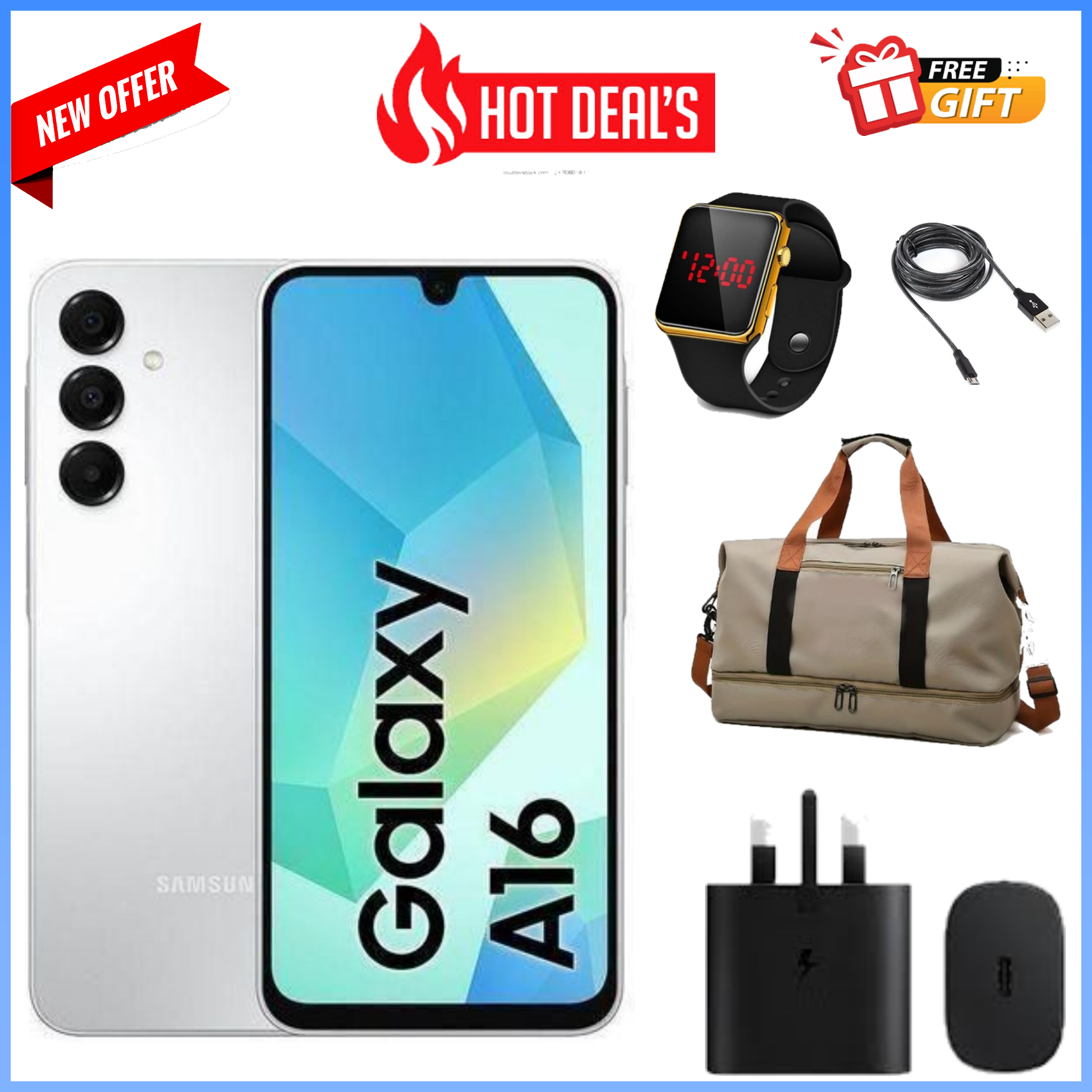 LIMITED DEALS!!! BRAND NEW  Samsung Galaxy A16 128GB+4GB 6.7" Super AMOLED D 50MP Triple Camera Android 14 Mediatek Helio G99 5000mAh 25W Type-C Charge samsung A16  A16 samsung+FREE GIFTS smartphone