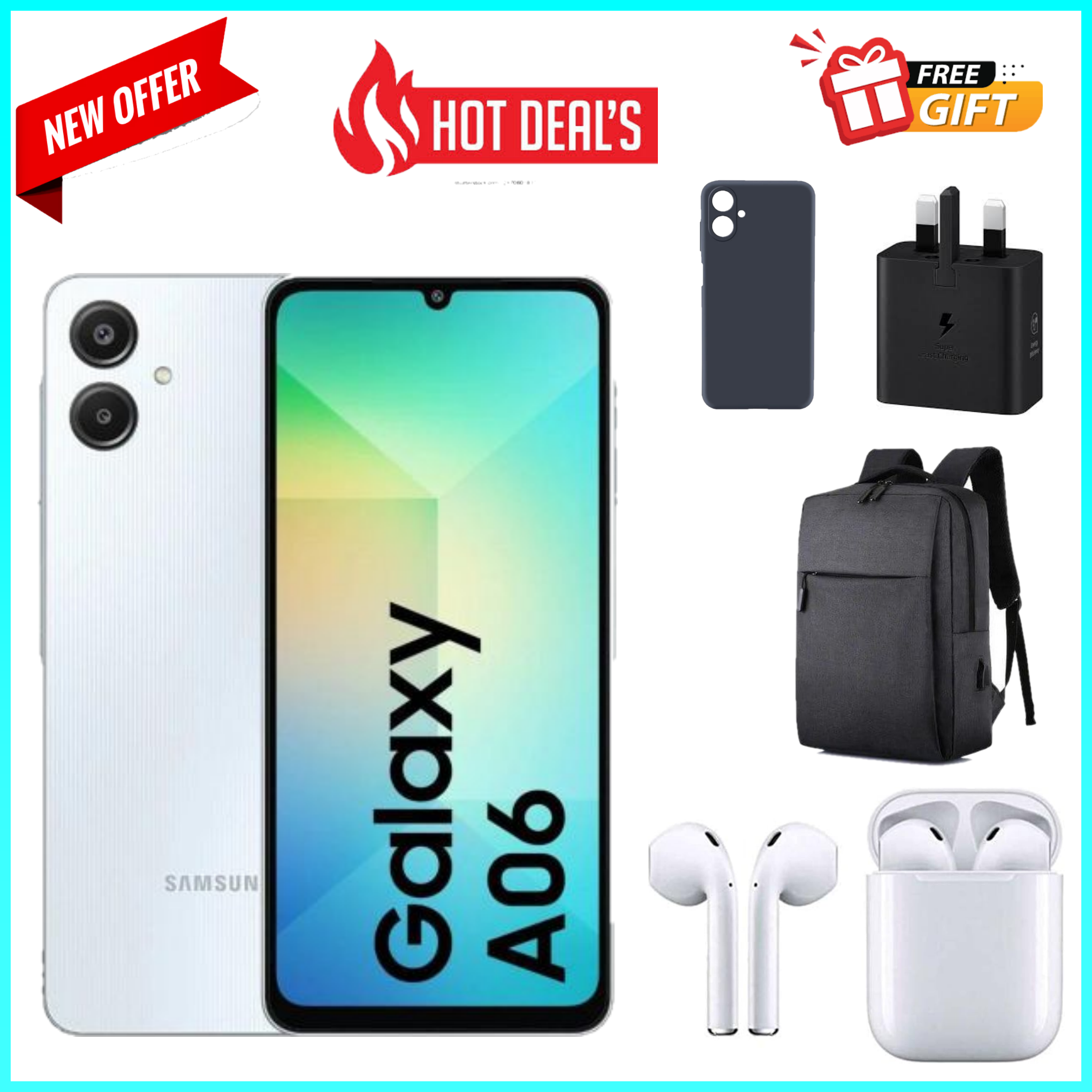KILIMALL ANNIVERSARY DEALS!!Samsung Galaxy A06 64GB/128GB+4GB 50MP Camera 6.7" 90Hz MTK Helio G85 (12nm) 5000mAh 25W Type-C Charge Android 14 Samsung A06  A06 samsung Smart Phone+FREE GIFTS