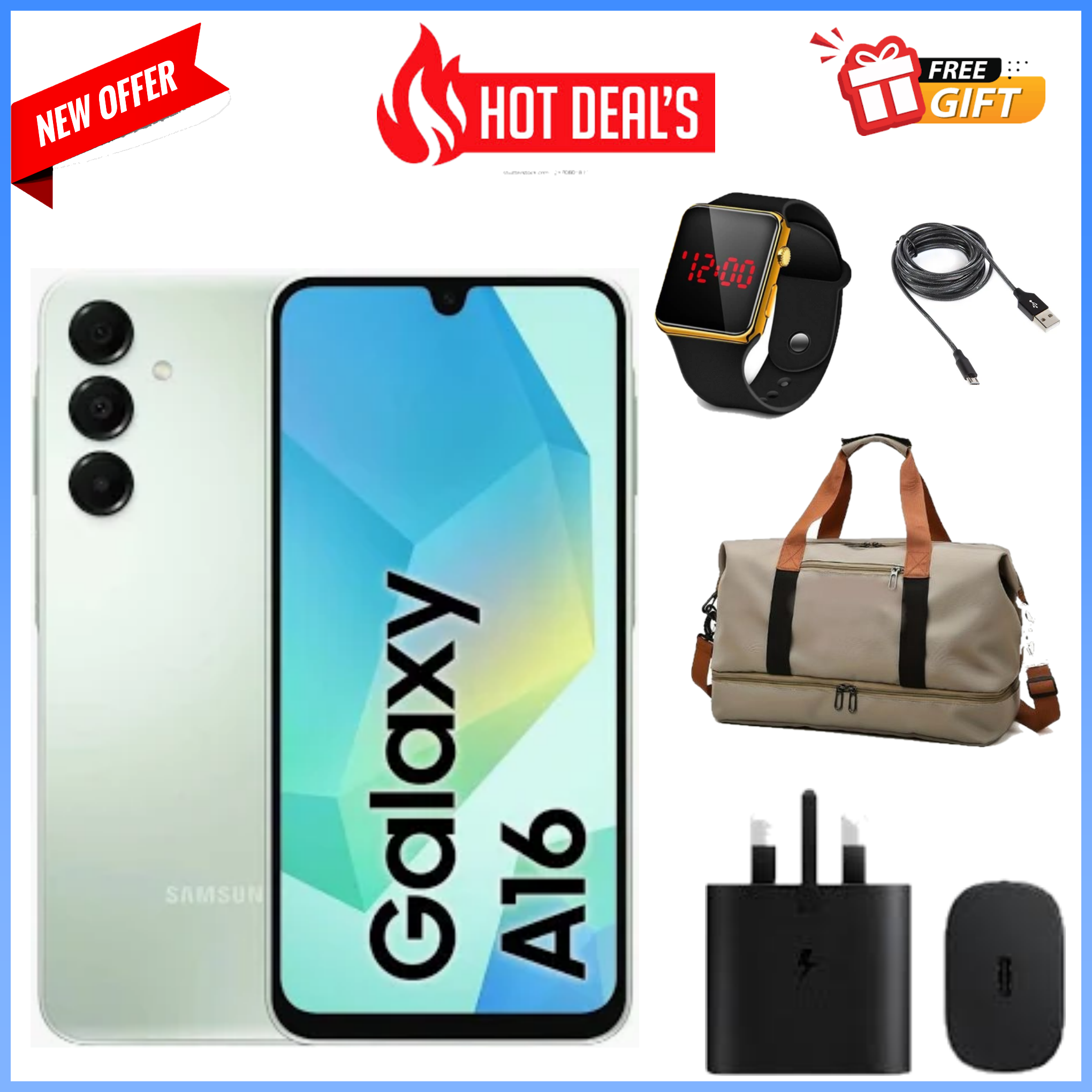 LIMITED DEALS!!! BRAND NEW  Samsung Galaxy A16 128GB+4GB 6.7" Super AMOLED D 50MP Triple Camera Android 14 Mediatek Helio G99 5000mAh 25W Type-C Charge samsung A16  A16 samsung+FREE GIFTS smartphone
