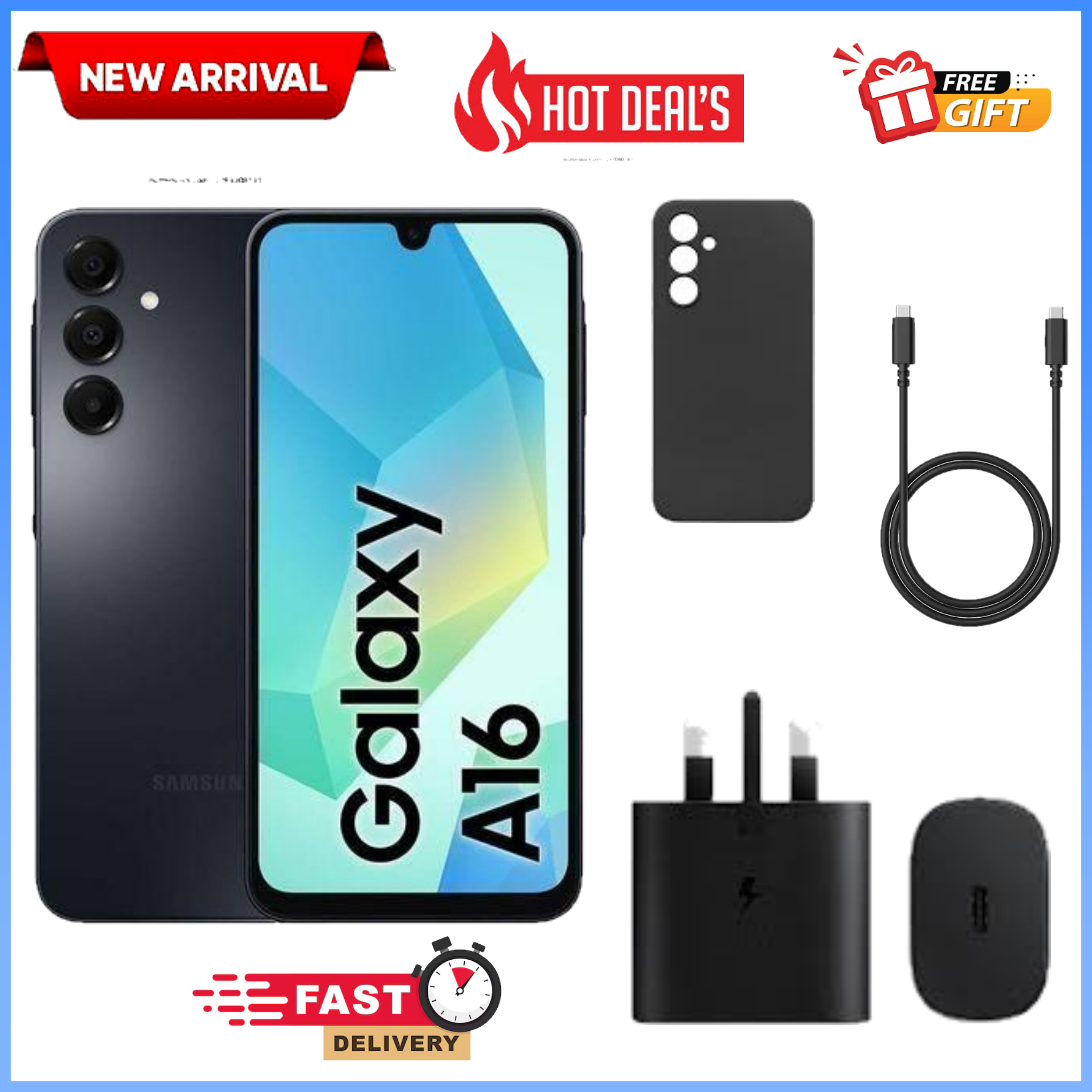 LIMITED DEALS!! ABRAND NEW  Samsung Galaxy A16 128GB+4GB 6.7" Super AMOLED D 50MP Triple Camera Android 14 Mediatek Helio G99 5000mAh 25W Type-C Charge Smart Phones samsung A16  A16 samsung+FREE GIFTS