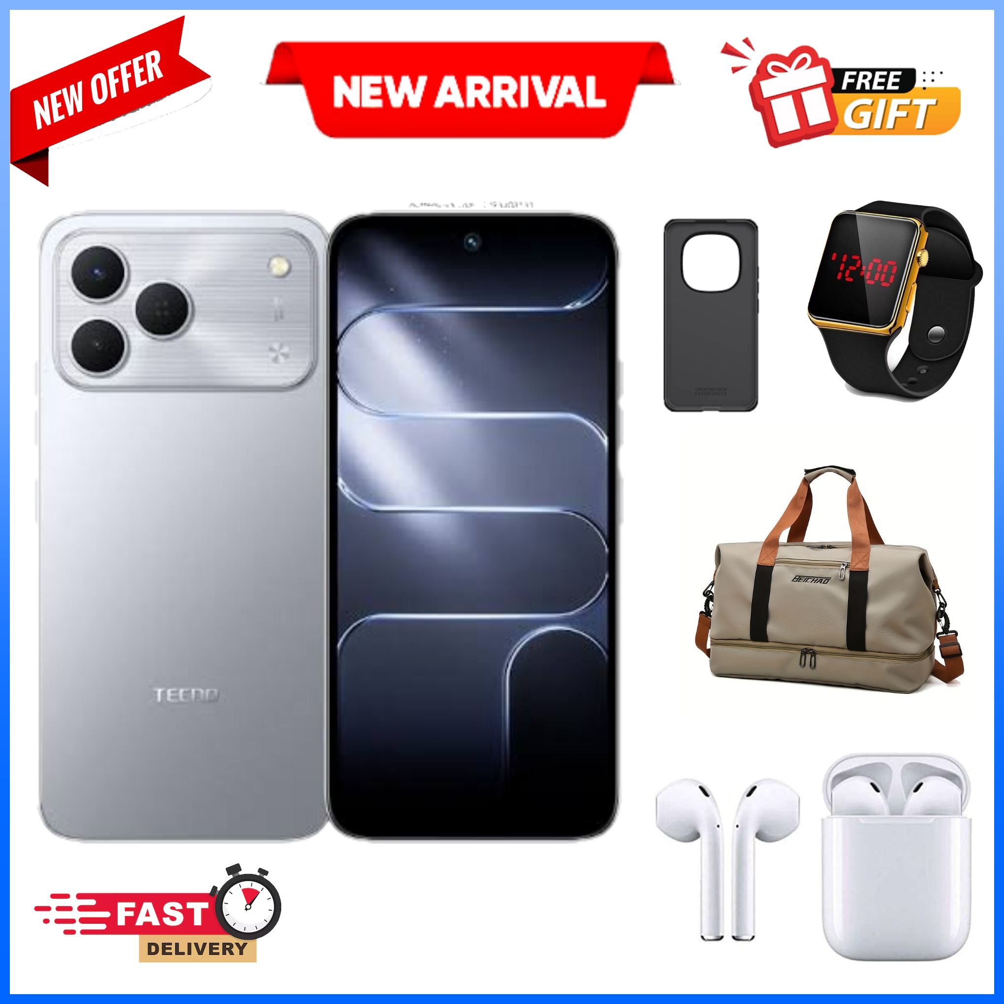 LIMITED TIME DEALS!!! BRAND NEW Tecno Spark 50 128GB/256GB ROM+(4+8)GB RAM 6.78" SCREEN 120Hz Refresh rate Camera 50MP Main Camera +8MP SELFIE 18W Super Charging 6700mAh battery Android 16+FREE GIFTS