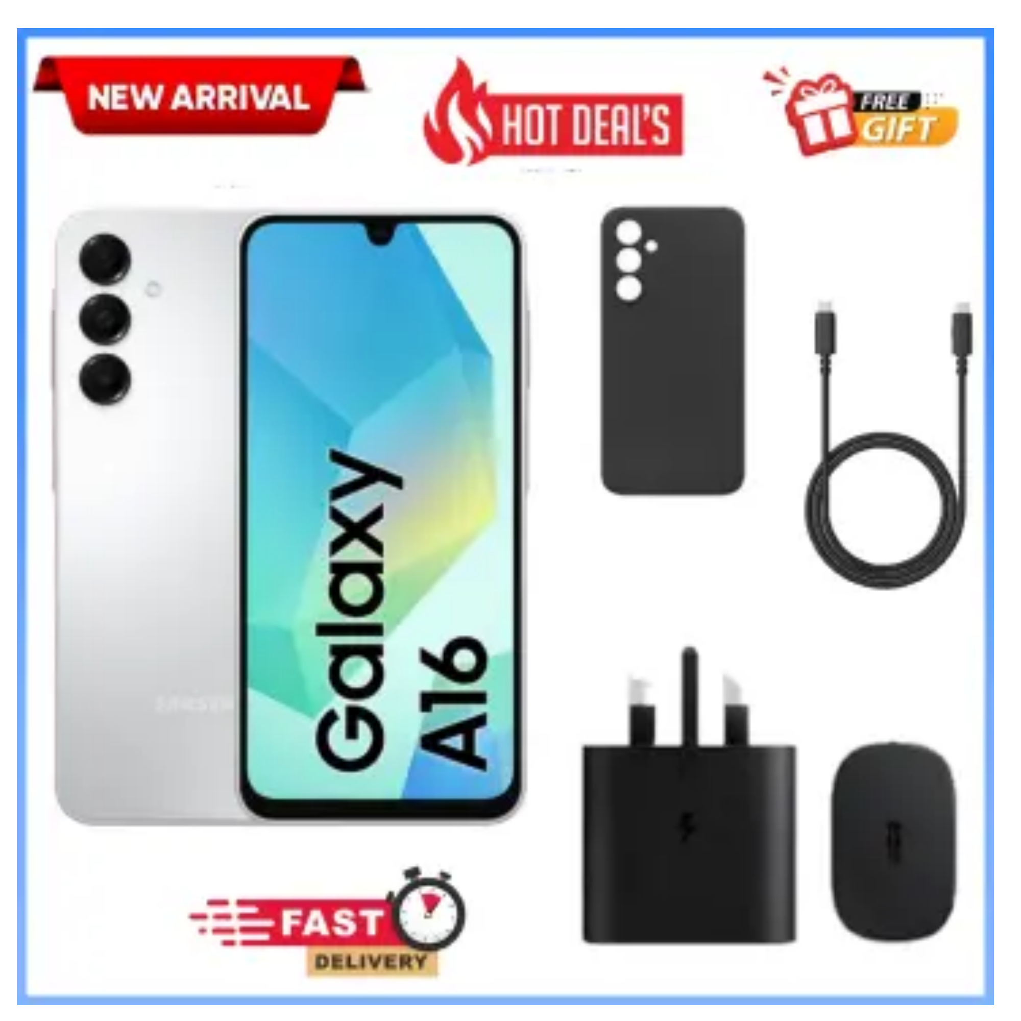 BRAND NEW  Samsung Galaxy A16 128GB+4GB 6.7" Super AMOLED D 50MP Triple Camera Android 14 Mediatek Helio G99 5000mAh 25W Type-C Charge Smart Phones phone samsung A16  A16 samsung+FREE GIFTS