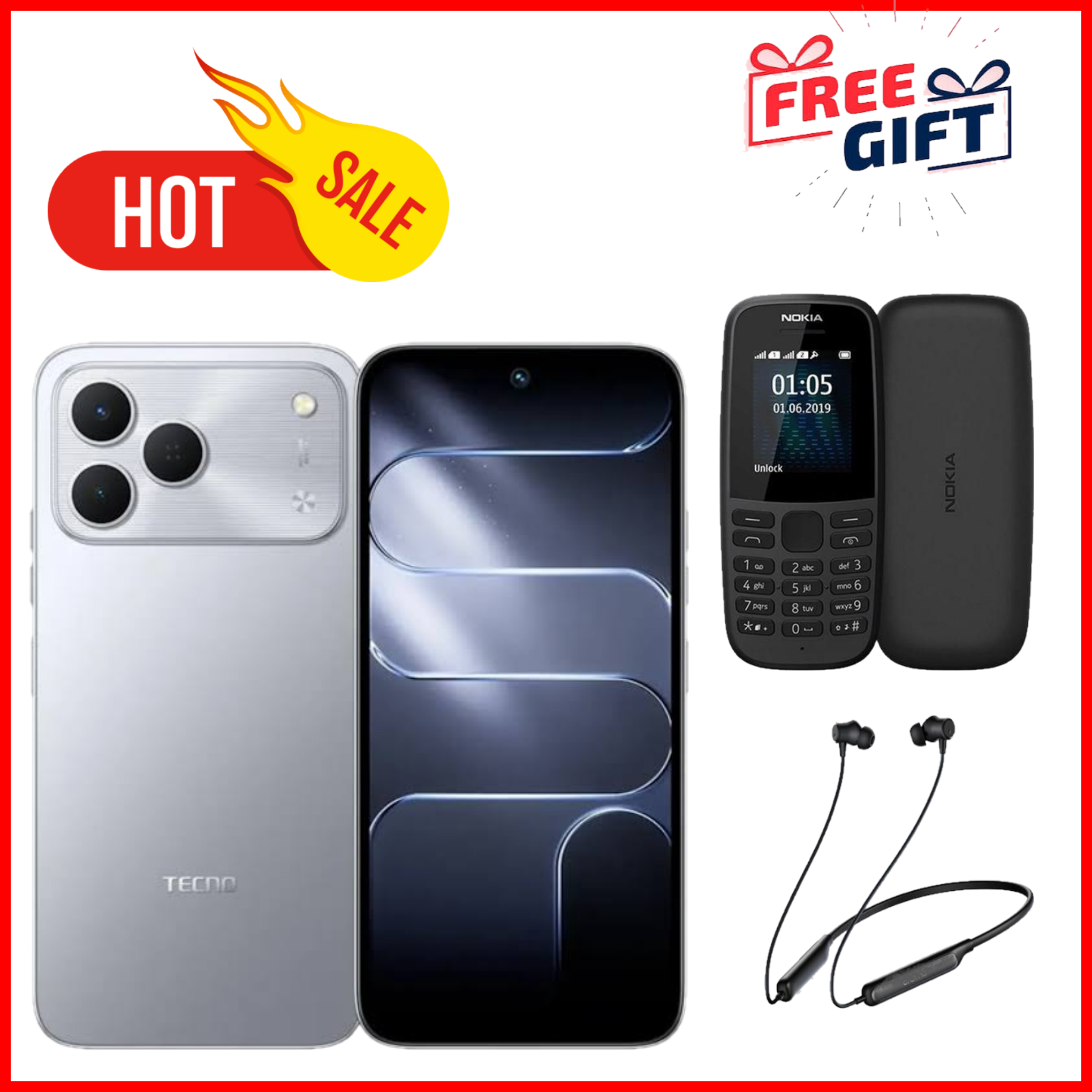 LIMITED TIME DEAL!! BRAND NEW Tecno Spark 50 128GB ROM+ 12GB (4+8)RAM 6.78" SCREEN 120Hz Refresh rate Camera 50MP Main Camera +8MP SELFIE 18W Super Charging 6700mAh battery Android 16 +FREE GIFTS