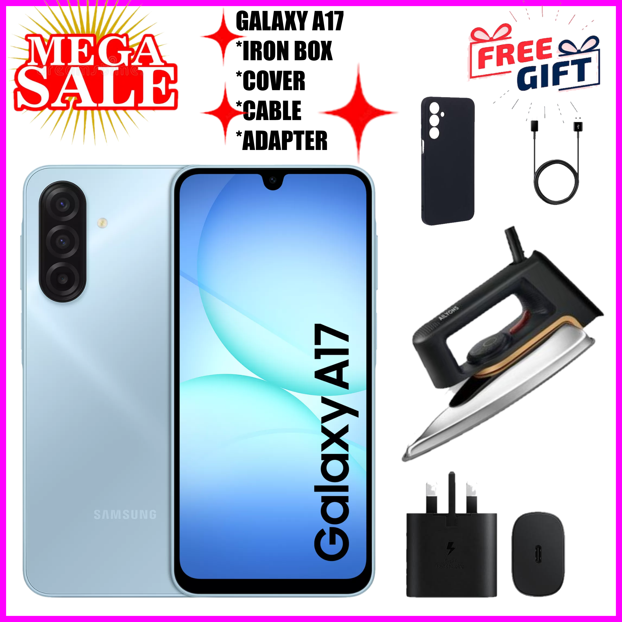 VALUE DEALS!! Samsung Galaxy A17 128GB/256GB+4GB/6GB/8GB 6.7" Super AMOLED Display  50MP Triple Camera Android 15  5000mAh Samsung A17, A17 Samsung Smart Phones phone+ ALL THE DISPLAYED GIFTS