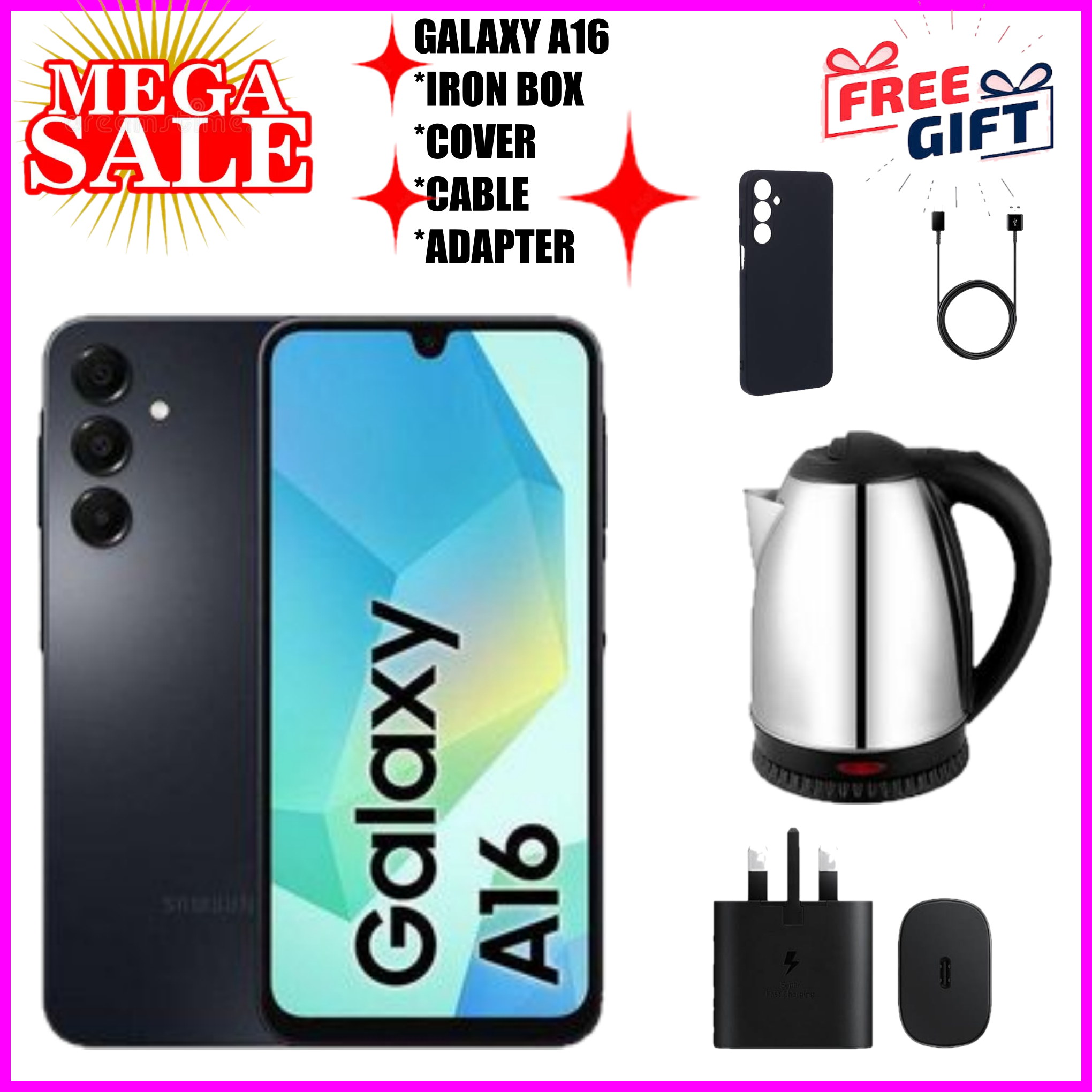 VALUE DEALS!!! BRAND NEW  Samsung Galaxy A16 128GB+4GB 6.7" Super AMOLED D 50MP Triple Camera Android 14 Mediatek Helio G99 5000mAh 25W Type-C Charge samsung A16  A16 samsung+FREE GIFTS smartphone