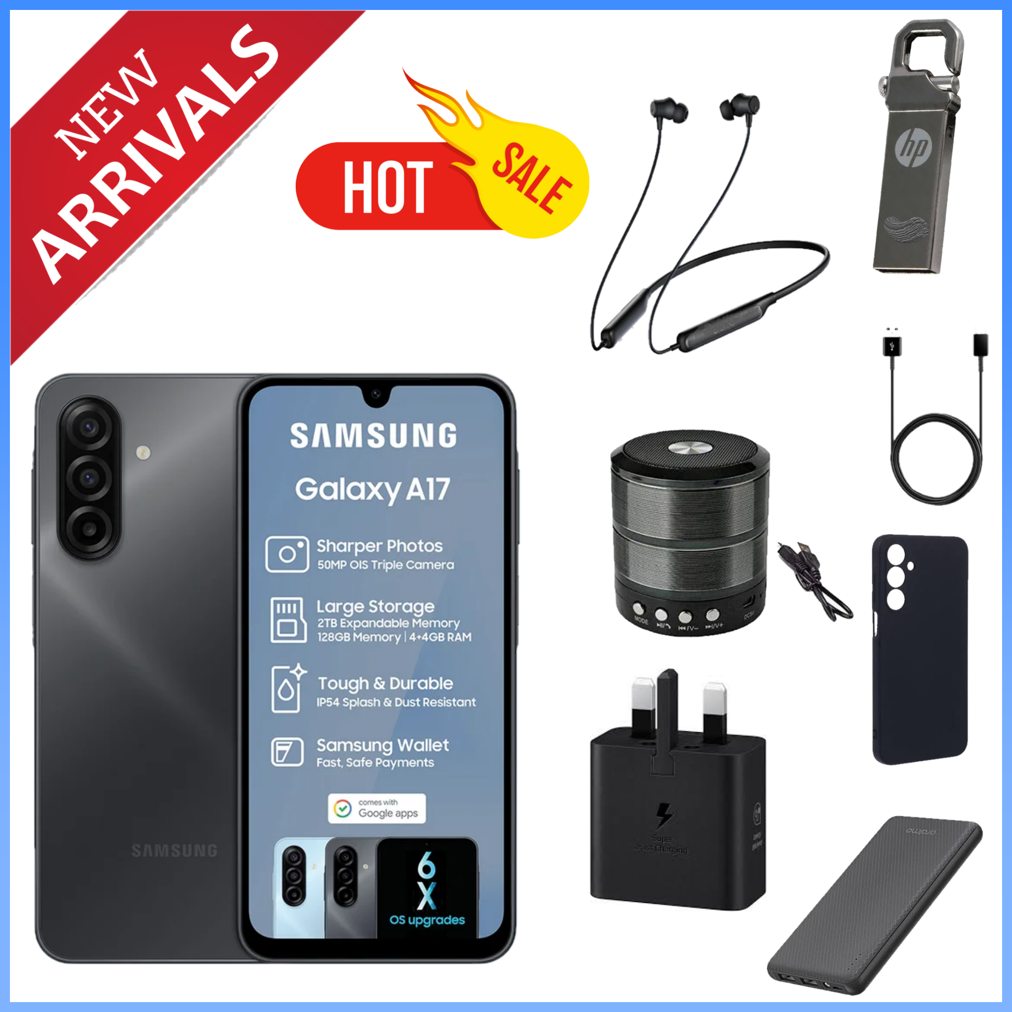 VALUE DEALS!! Samsung Galaxy A17 128GB/256GB+4GB/6GB/8GB 6.7" Super AMOLED Display  50MP Triple Camera Android 15  5000mAh Samsung A17, A17 Samsung Smart Phones phone+ ALL THE DISPLAYED GIFTS