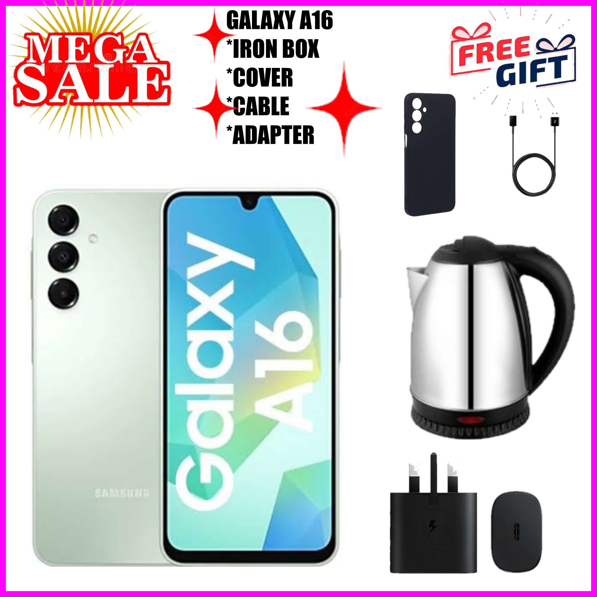 VALUE DEALS!!! BRAND NEW  Samsung Galaxy A16 128GB+4GB 6.7" Super AMOLED D 50MP Triple Camera Android 14 Mediatek Helio G99 5000mAh 25W Type-C Charge samsung A16  A16 samsung+FREE GIFTS smartphone