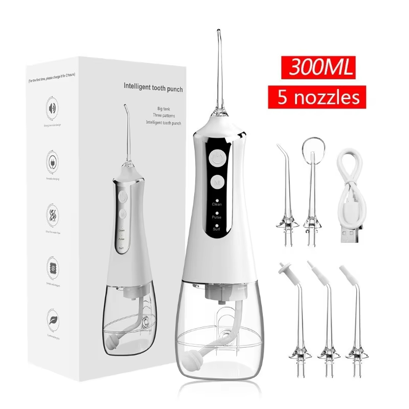 Portable Oral Irrigator USB Rechargeable Water Flosser Teeth Cleaning Machine Waterproof Dental Irrigator for Home Travel