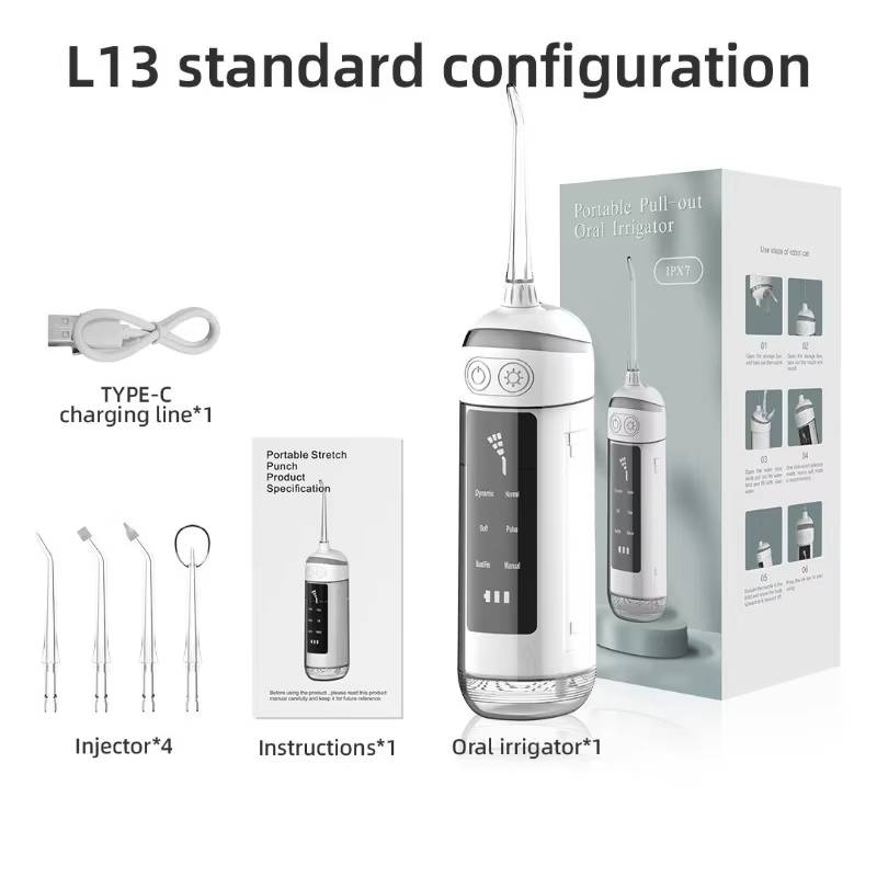 Portable Oral Irrigator USB Rechargeable Water Flosser Teeth Cleaning Machine Waterproof Dental Irrigator for Home Travel